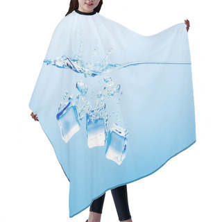 Personality  Transparent Pure Water With Splash And Ice On Blue Background Hair Cutting Cape