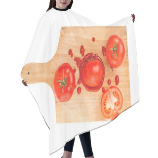 Personality  Tomato And Ketchup With Tomato Slices On Wooden Board Hair Cutting Cape