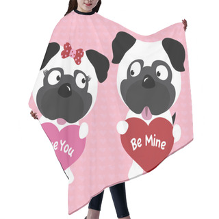 Personality  Valentine Pugs Holding Hearts Hair Cutting Cape