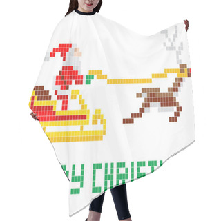 Personality  Pixel Art Christmas Santa And Sled Hair Cutting Cape