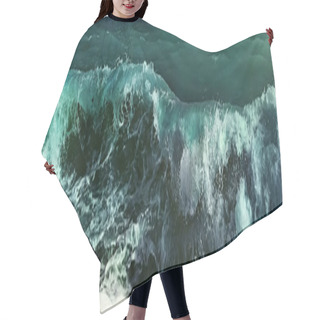 Personality  A Wave Running On The Shore. Close-up. Marine Background. Panoramic Photo. Hair Cutting Cape