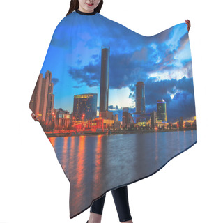Personality  Night View Of Evening City With The River Ural Ekaterinburg Hair Cutting Cape
