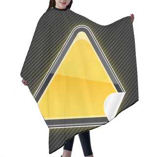 Personality  Sticker Glossy Blank Yellow Warning Sign With Curved Corner On Black Striped Background Hair Cutting Cape