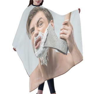 Personality  Man Shaving With Ax Hair Cutting Cape