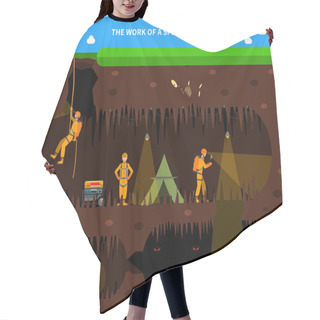Personality  Speleologists Cave Exploration Flat Background Banner Hair Cutting Cape