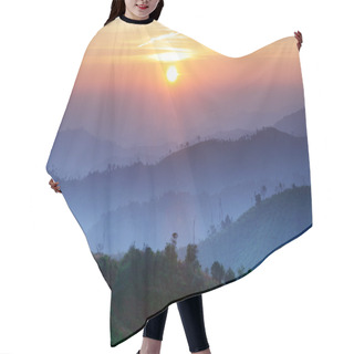 Personality  Landscape Of Sunrise Over Mountains In Kanchanaburi,Thailand Hair Cutting Cape