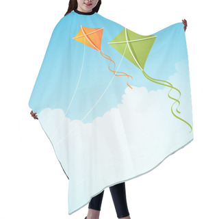 Personality  Vector Illustration With Two Kites In The Sky Hair Cutting Cape
