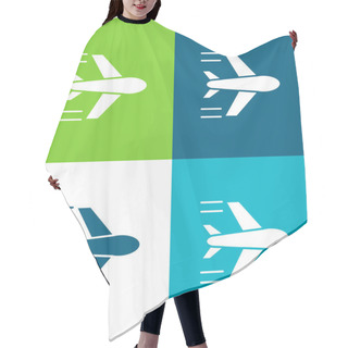 Personality  Airplane Flying Flat Four Color Minimal Icon Set Hair Cutting Cape