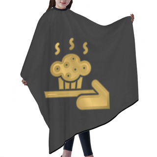 Personality  Baking Gold Plated Metalic Icon Or Logo Vector Hair Cutting Cape