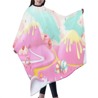 Personality  Pink Sweet Landscape Hair Cutting Cape