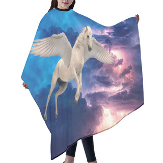 Personality  Pegasus Winged Legendary White Horse Flying With Spread Wings Hair Cutting Cape