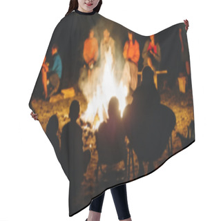 Personality  Blurred People Sit At Night Round A Bright Bonfire Hair Cutting Cape