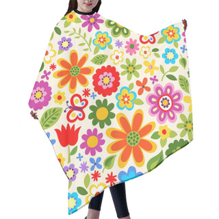 Personality  Seamless Retro Flower Pattern Hair Cutting Cape