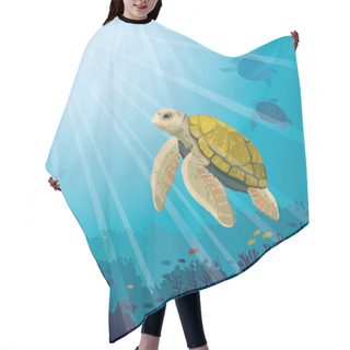 Personality  Turtle, Coral Reef, Fishes And Underwater Sea. Hair Cutting Cape