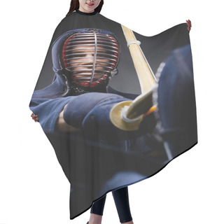 Personality  Close Up Of Competition Of Two Kendo Fighters Hair Cutting Cape