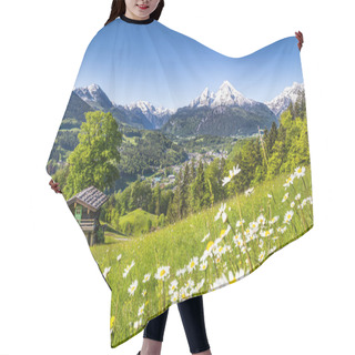 Personality  Idyllic Mountain Landscape In The Alps With Traditional Mountain Lodge In Springtime Hair Cutting Cape