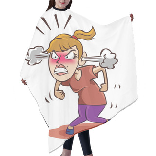 Personality  Angry Woman On White Hair Cutting Cape