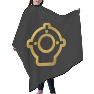 Personality  Aqualung Gold Plated Metalic Icon Or Logo Vector Hair Cutting Cape