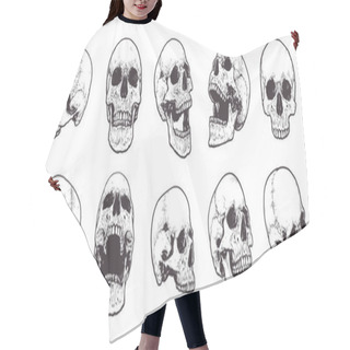 Personality  Anatomical Skulls Vector Set Hair Cutting Cape