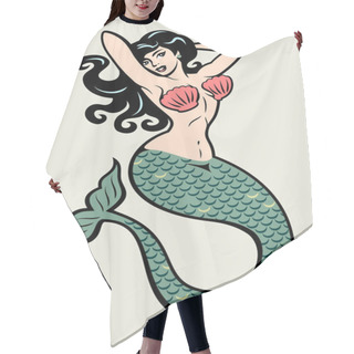 Personality  The Image Of A Mermaid In The Traditional Style Of Old School Tattoo Pin-up Hair Cutting Cape