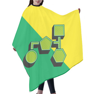 Personality  Block Scheme Of Basic Black Geometric Shapes Green And Yellow Modern 3d Vector Icon Logo Hair Cutting Cape