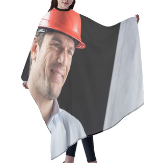 Personality  Male Engineer With Blueprint Hair Cutting Cape
