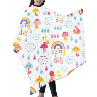 Personality  Rainy Day Rainbows Umbrellas Raindrops Snails Sky Seamless Pattern Hair Cutting Cape