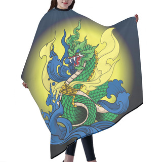 Personality  Hand Drawn Thai Dragon On Water, Line Thai Is Thailand Style And Hair Cutting Cape