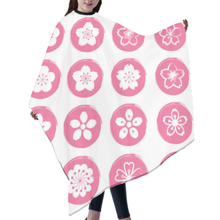 Personality  Cherry Blossoms Or Sakura Flowers Icons Set Hair Cutting Cape