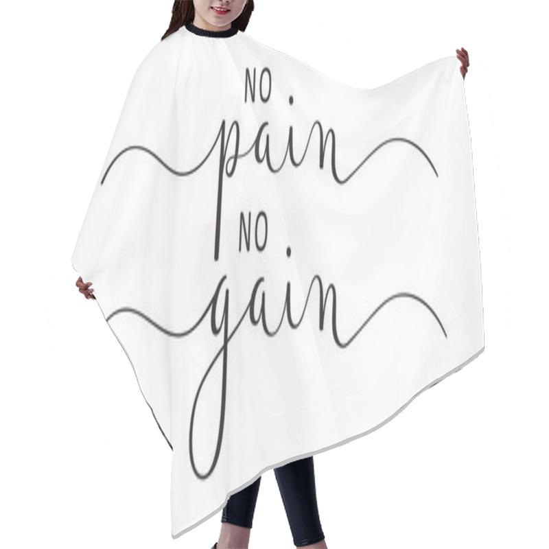 Personality  NO PAIN NO GAIN Black Vector Monoline Calligraphy Banner With Swashes Hair Cutting Cape