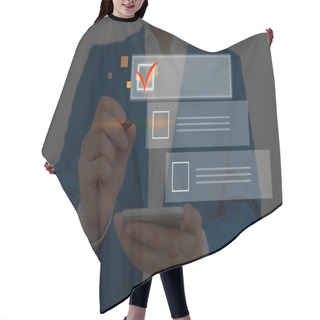 Personality  Hand Pen Check Checking Red Mark Empty Square Rectangular Shapes Digital Screen Showing And Prioritizing The Most Important. Checklist Ticking Remark The Things To Do List. Hair Cutting Cape