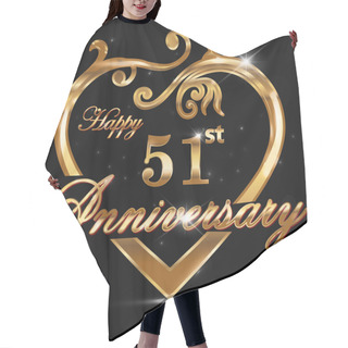 Personality  51 Year Anniversary Golden Heart Hair Cutting Cape