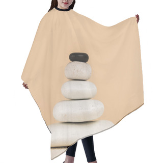Personality  Zen Stones On Sand Surface Isolated On Beige  Hair Cutting Cape
