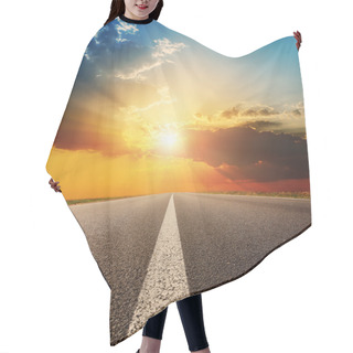 Personality  Asphalt Road Under Sunset With Clouds Hair Cutting Cape