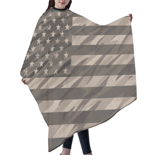 Personality  Patriotic Desert Tan Camo USA Flag Vector Illustration Hair Cutting Cape