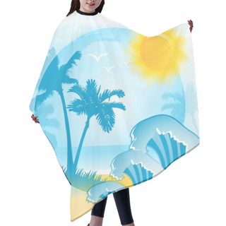 Personality  Vector Background With Summer Beach Hair Cutting Cape