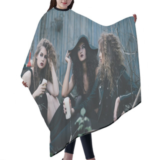 Personality  Three Vintage Witches Gathered For The Sabbat Hair Cutting Cape