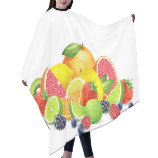 Personality  Hand-drawn Illustration Of Fruits Hair Cutting Cape
