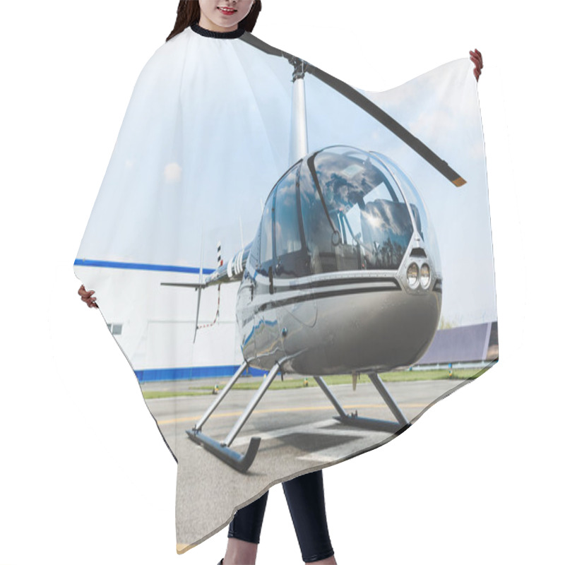 Personality  Helicopter With Propeller On Concrete Helipad During Daytime Hair Cutting Cape