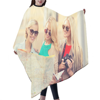 Personality  Beautiful Women With Tourist Map In The City Hair Cutting Cape
