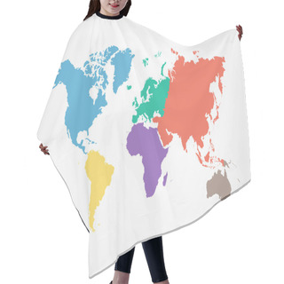 Personality  Vector World Map With Continent In Different Color ( Flat Design )  Hair Cutting Cape
