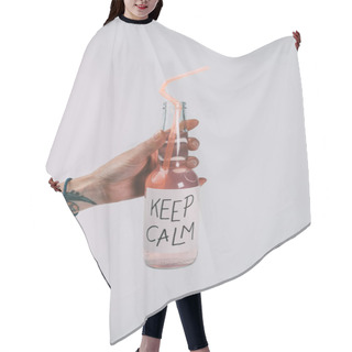 Personality  Bottle Of Alcohol Beverage In Hand Hair Cutting Cape