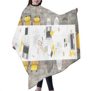 Personality  Top View Office Room, Wooden Floor Background Hair Cutting Cape