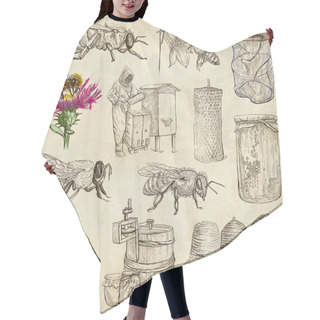 Personality  Bees, Beekeeping And Honey - Hand Drawn Illustrations Hair Cutting Cape