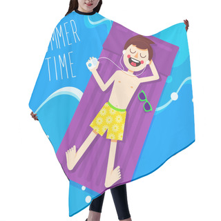 Personality  Summer Time Cartoon Illustration Of Boy Laying Under The Sun Hair Cutting Cape