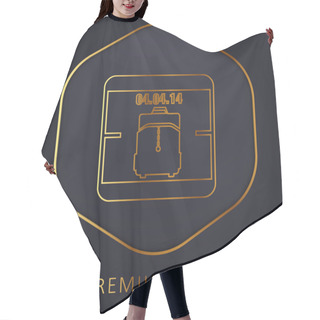 Personality  April 4 Of 2014 Calendar Page With Travel Bag Reminder Symbol Golden Line Premium Logo Or Icon Hair Cutting Cape