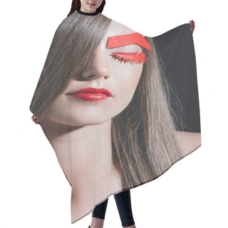 Personality  Fashionable Woman With Paper Makeup Hair Cutting Cape