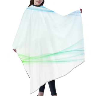 Personality  Green And Blue Soft Smoke Swoosh Wave Lines Over Halftone Dotted Pattern. Hair Cutting Cape