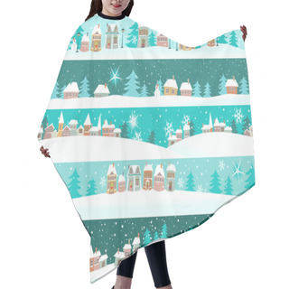 Personality  Winter Banners With Cartoon Houses Hair Cutting Cape