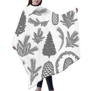 Personality  Vintage Coniferous Tree Elements Set Hair Cutting Cape